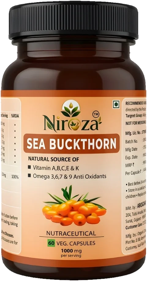 Niroza Sea Buckthorn bottle, 60 veg capsules